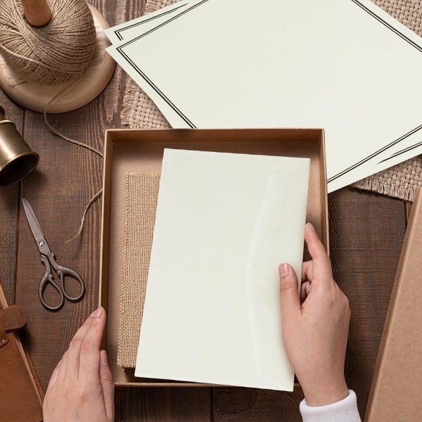 72 Pieces Stationery Set with Envelopes (48 Paper Sheets + 24 Envelopes) for Letter Writing, Black Border Design Stationery Paper Sheets and Envelopes - Image 5