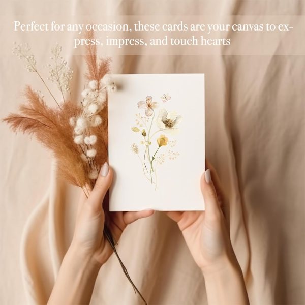 Blank Cards,Blank Greeting Cards 4x6,40Pack -Elegant Floral Design Blank Greeting Cards,Note Cards with Matching Peel-and-Seal Rustic Envelopes - Image 5