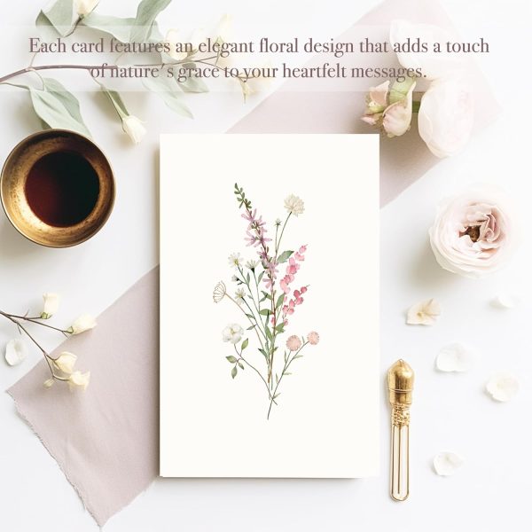 Blank Cards,Blank Greeting Cards 4x6,40Pack -Elegant Floral Design Blank Greeting Cards,Note Cards with Matching Peel-and-Seal Rustic Envelopes - Image 7
