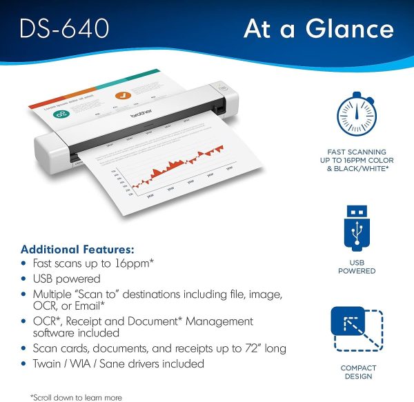 Brother DS-640 Compact Mobile Document Scanner, (Model: DS640) - Image 2