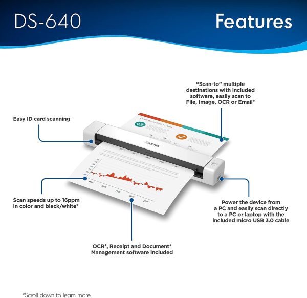 Brother DS-640 Compact Mobile Document Scanner, (Model: DS640) - Image 3