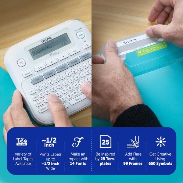 Brother P-Touch Label Maker, PTH110, Thermal Transfer Inkless Pocket Printer, Portable, Lightweight QWERTY Keyboard, One-Touch Keys & Multiple Templates for Home & Office Organization on The go - Image 2