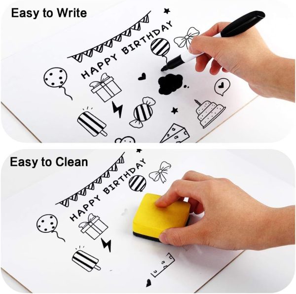 Dry Erase Lapboards, HERKKA 25 Pack Double Sided Dry Erase Lap Boards 9 x 12.5 Inch, 25 Markers, 25 Erasers, Small Dry Erase Boards for Students Classroom Teacher Supplies - Image 4