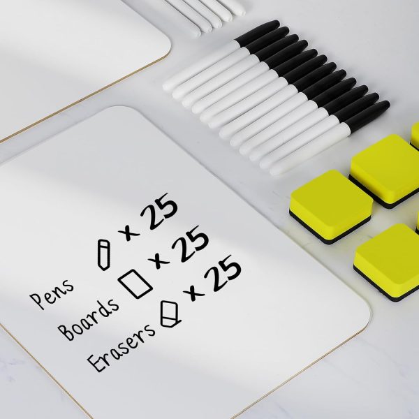 Dry Erase Lapboards, HERKKA 25 Pack Double Sided Dry Erase Lap Boards 9 x 12.5 Inch, 25 Markers, 25 Erasers, Small Dry Erase Boards for Students Classroom Teacher Supplies - Image 6