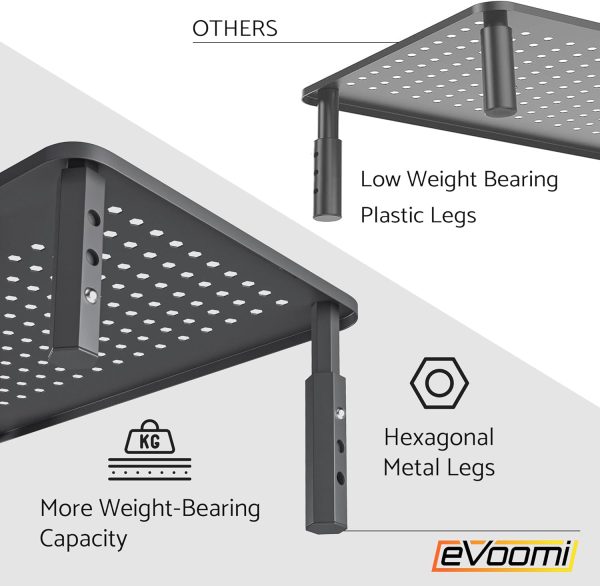 EVOOMI Back Saver Monitor Stand for Desk - 2 Pack Monitor Riser with Drawer - Gain 5 Weeks a Year, Less Pain & Peak Productivity with Anti Skid Mesh Metal Computer Stand for Laptop, Printer & iMac - Image 2