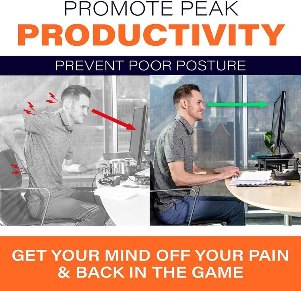 EVOOMI Back Saver Monitor Stand for Desk - 2 Pack Monitor Riser with Drawer - Gain 5 Weeks a Year, Less Pain & Peak Productivity with Anti Skid Mesh Metal Computer Stand for Laptop, Printer & iMac - Image 4