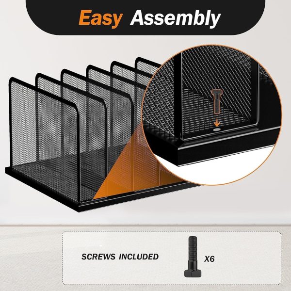 Kuntine.B Desk File Organizer 5 Sections Upright Mesh Desktop Organizer File Sorter Office Organization File Holder for Home, Office & Classroom - Image 3
