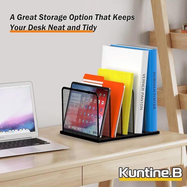 Kuntine.B Desk File Organizer 5 Sections Upright Mesh Desktop Organizer File Sorter Office Organization File Holder for Home, Office & Classroom - Image 7
