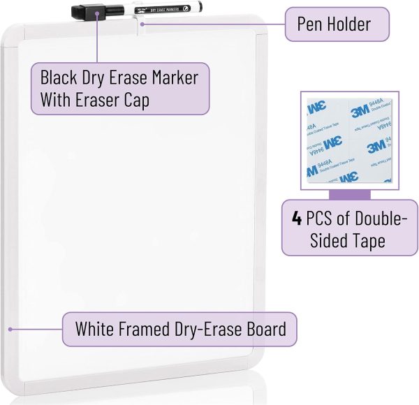 Mr. Pen- Dry Erase Board, 14” x 11” with a Black Dry Erase Marker, Small Mini White Board for Kids, Students - Image 2