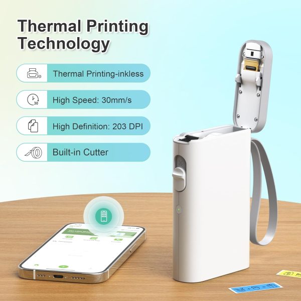 Nelko Label Maker Machine with Tape, P21 Bluetooth Label Printer, Wireless Mini Label Makers with Multiple Templates for Organizing Office Home, White - Image 5