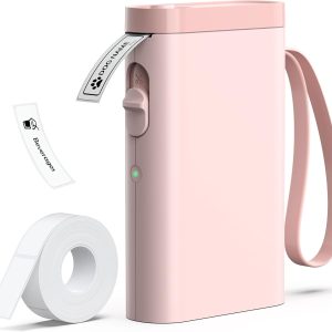 P21 Label Maker Machine with Tape, Bluetooth Label Printer Thermal Mini Label Makers with Built-in Cutter and Multiple Templates, Portable Printers for School, Office, Home Use (Pink)