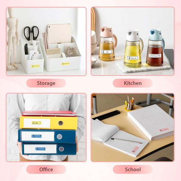 P21 Label Maker Machine with Tape, Bluetooth Label Printer Thermal Mini Label Makers with Built-in Cutter and Multiple Templates, Portable Printers for School, Office, Home Use (Pink) - Image 6
