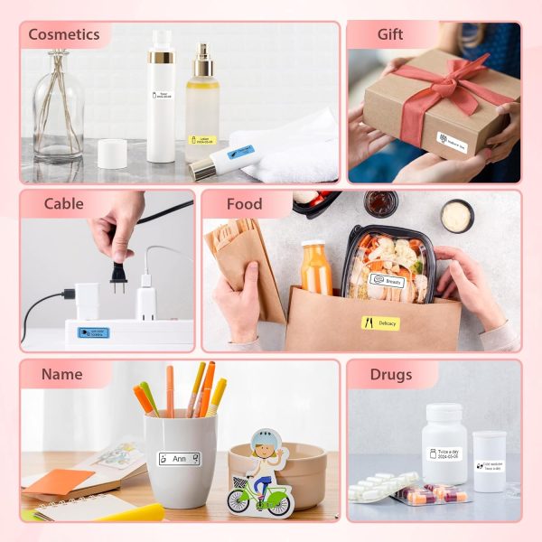 P21 Label Maker Machine with Tape, Bluetooth Label Printer Thermal Mini Label Makers with Built-in Cutter and Multiple Templates, Portable Printers for School, Office, Home Use (Pink) - Image 7