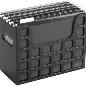 Pendaflex Portable Desktop File, Side Handles, Hanging File Folders, Tabs & Inserts, Letter Size, 9-1/2 x 12-3/16 x 6 Inches, Black (23013)