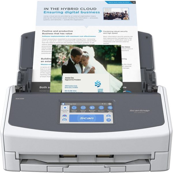 ScanSnap iX1600 Wireless or USB High-Speed Cloud Enabled Document, Photo & Receipt Scanner with Large Touchscreen and Auto Document Feeder for Mac or PC, White