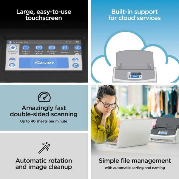 ScanSnap iX1600 Wireless or USB High-Speed Cloud Enabled Document, Photo & Receipt Scanner with Large Touchscreen and Auto Document Feeder for Mac or PC, White - Image 3