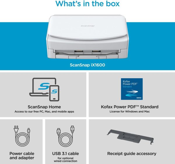 ScanSnap iX1600 Wireless or USB High-Speed Cloud Enabled Document, Photo & Receipt Scanner with Large Touchscreen and Auto Document Feeder for Mac or PC, White - Image 5