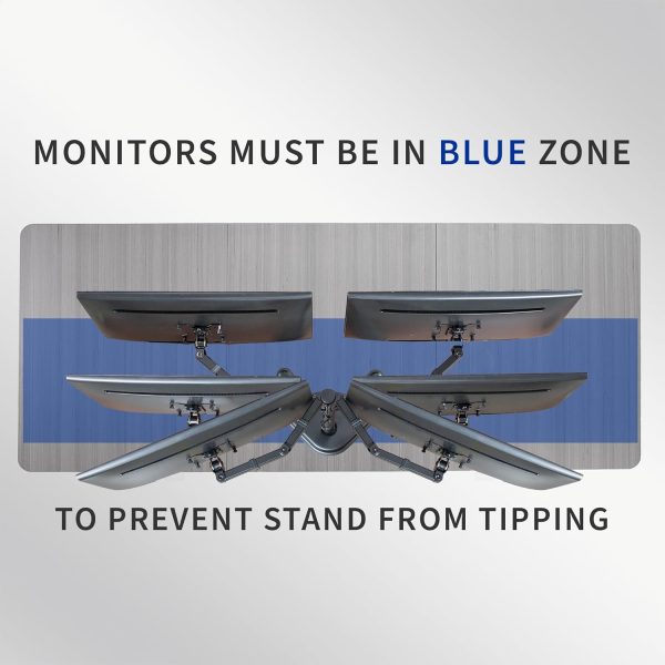 VIVO STAND-V002F Dual LED LCD Monitor Free-Standing Desk Stand for 2 Screens up to 27 Inch Heavy-Duty Fully Adjustable Arms with Max VESA 100x100mm - Image 9