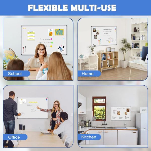 WALGLASS Double-Sided White Board, 24" x 18" Dry Erase Board Magnetic Whiteboard for Wall, Hanging Mounted Whiteboard Silver Aluminium Frame for Home, School, Office, Kitchen - Image 5