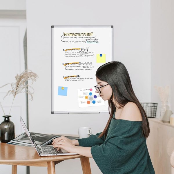 WALGLASS Double-Sided White Board, 24" x 18" Dry Erase Board Magnetic Whiteboard for Wall, Hanging Mounted Whiteboard Silver Aluminium Frame for Home, School, Office, Kitchen - Image 6