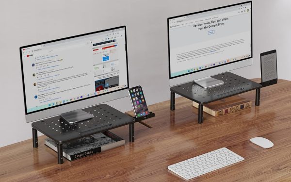 Zimilar 2 Pack Monitor Stand , 3 Height Adjustable Stand with Unique Star Mesh for Computer, Laptop, Printer, Notebook, iMac, Premium Metal Monitor Risers for 2 Monitors - Image 2