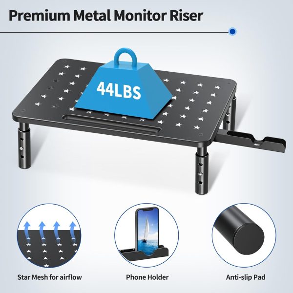 Zimilar 2 Pack Monitor Stand , 3 Height Adjustable Stand with Unique Star Mesh for Computer, Laptop, Printer, Notebook, iMac, Premium Metal Monitor Risers for 2 Monitors - Image 5